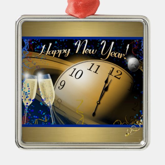 Happy New Year Silbernes Ornament (Vorne)