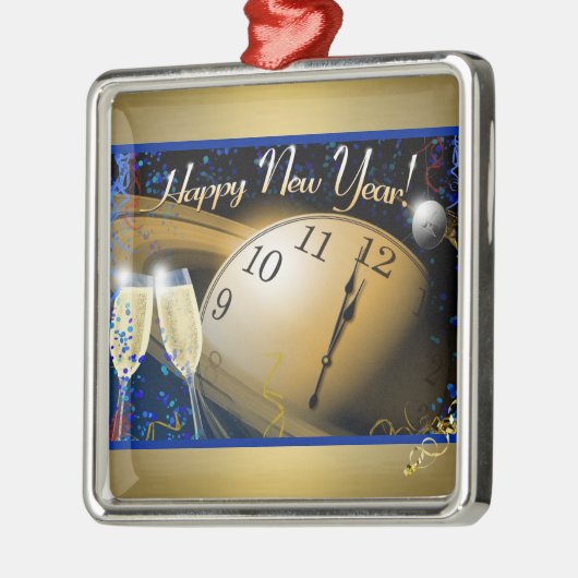 Happy New Year Silbernes Ornament (Links)