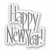 Happy New Year Silver Aufkleber (Vorderseite)