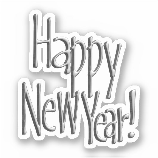 Happy New Year Silver Aufkleber (Vorderseite)
