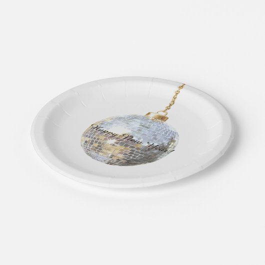 Happy New Year Silver Ball Pappteller (Schrägansicht)