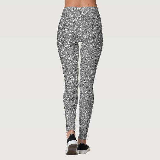 Happy New Year Silver Glitzer Black Script Party Leggings (Rückseite)