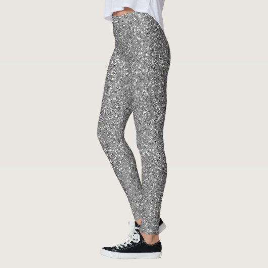 Happy New Year Silver Glitzer Black Script Party Leggings (Links)