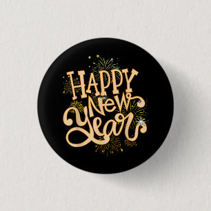 Happy New Year Silvester Party Frauen Männer Famil Button