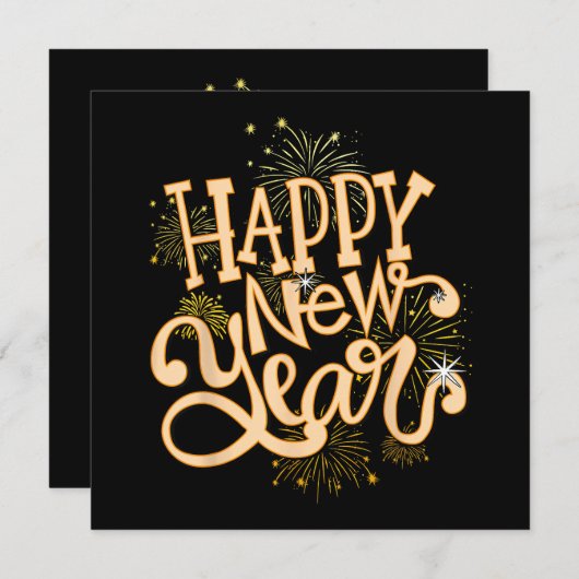 Happy New Year Silvester Party Frauen Männer Famil Save The Date (Vorne/Hinten)