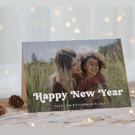 Happy New Year | Simple Boho Foto Overlay Feiertagskarte