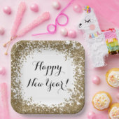 Happy New Year Simple Gold and White Confetti Pappteller (Party)