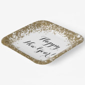 Happy New Year Simple Gold and White Confetti Pappteller (Gewinkelt)