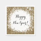 Happy New Year Simple Gold and White Confetti Serviette (Vorderseite)