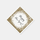 Happy New Year Simple Gold and White Confetti Serviette (Ecke)