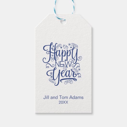 Happy New Year | Simple Navy Gift Tag Geschenkanhänger (Vorderseite)