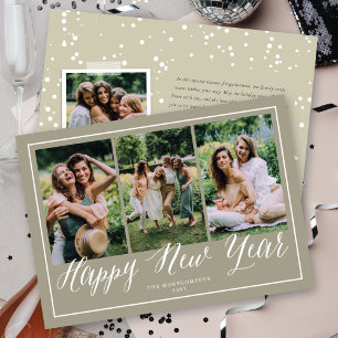 Happy New Year Simple Script Calligraphy 3 Foto Feiertagskarte