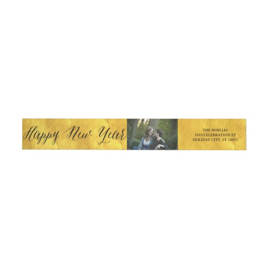 Happy New Year Simple Script Golden Foto Adresse (Person)