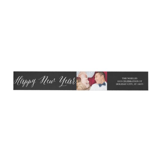 Happy New Year Simple Script Modern Foto Address (Person)