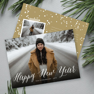 Happy New Year Simple Script Modernes Minimales Fo Feiertagskarte