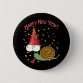 Happy New Year Snail Button (Vorderseite)