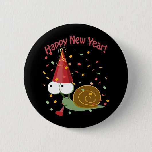 Happy New Year Snail Button (Vorderseite)