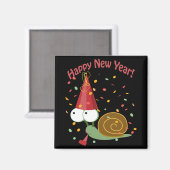 Happy New Year Snail Magnet (Vorderseite/Rückseite)