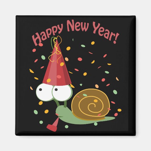 Happy New Year Snail Magnet (Vorne)