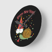 Happy New Year Snail Runde Wanduhr (Winkel)