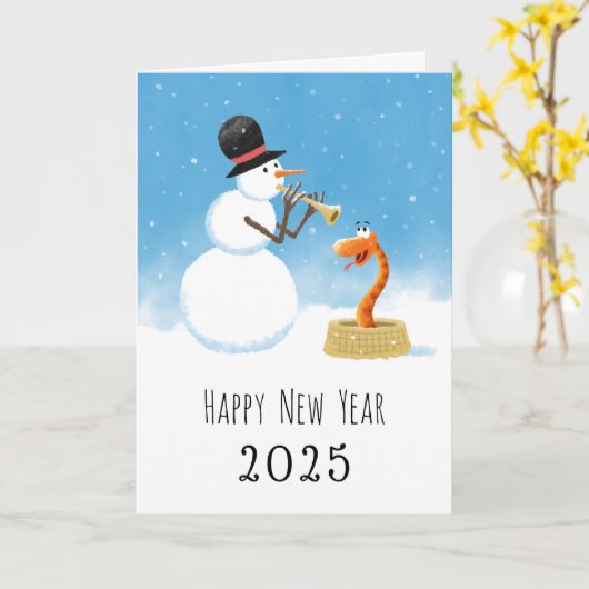 Happy New Year Snake Chinese Lunar Zodiac 2025 Karte (Gelbe Blume)