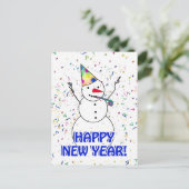 Happy New Year Snowman Feiertagspostkarte (Stehend Vorderseite)