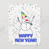 Happy New Year Snowman Feiertagspostkarte (Vorne/Hinten)