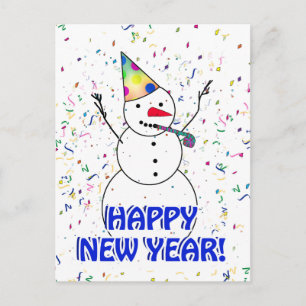 Happy New Year Snowman Feiertagspostkarte