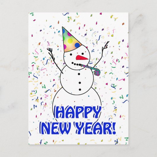 Happy New Year Snowman Feiertagspostkarte (Vorderseite)