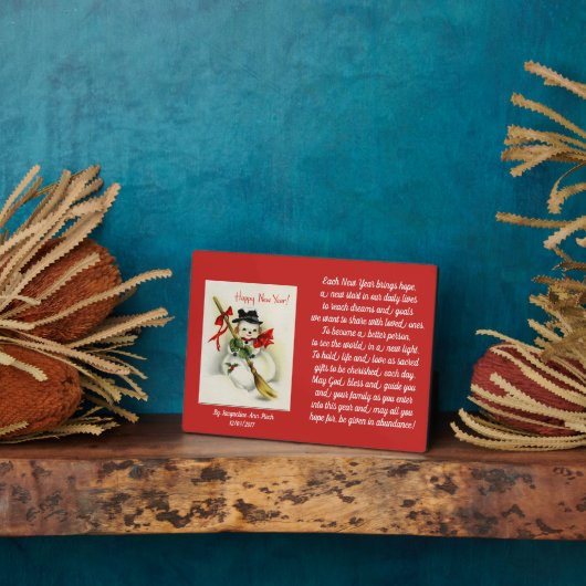 Happy New Year Snowman Fotoplatte (Seite)