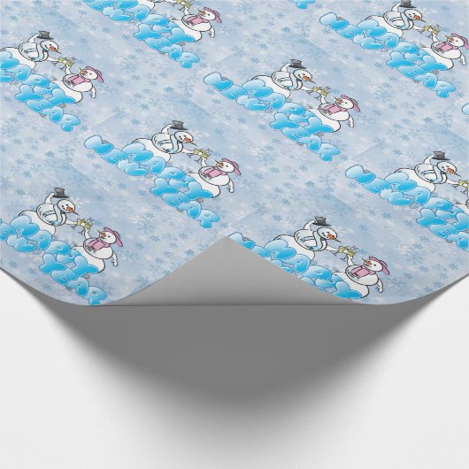 Happy New Year Snowman Geschenkpapier (Ecke)