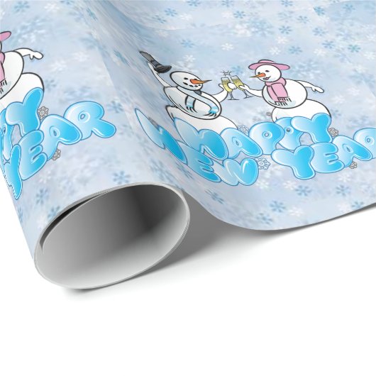 Happy New Year Snowman Geschenkpapier (Rolleneckpunkt)