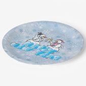 Happy New Year Snowman Pappteller (Schrägansicht)