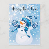 Happy New Year Snowman Postkarte (Vorderseite)