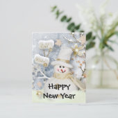 Happy New Year Snowman Postkarte (Stehend Vorderseite)
