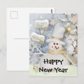 Happy New Year Snowman Postkarte (Vorne/Hinten)