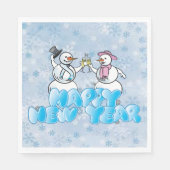 Happy New Year Snowman Serviette (Vorderseite)