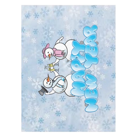 Happy New Year Snowman Tischdecke (Vorderseite)