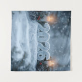 happy new year snowy candle backdrop wandteppich (Vorderseite (Horizontal))