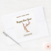 Happy New Year Sophisticated New Year Candle Label Quadratischer Aufkleber (Umschlag)