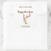 Happy New Year Sophisticated New Year Candle Label Quadratischer Aufkleber (Tasche)