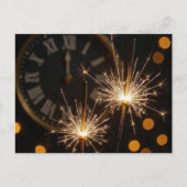 Happy New Year Sparklers On a Midnight Clock Postkarte (Vorderseite)