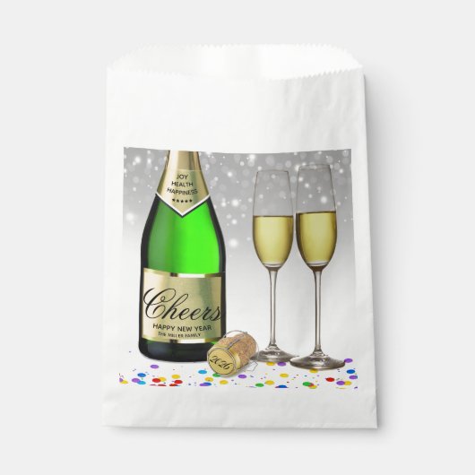 Happy New Year Sparkling Wine Bottle 2025 Geschenktütchen (Vorderseite)