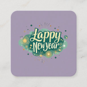 Happy New Year Square Business Card Quadratische Visitenkarte