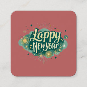 Happy New Year Square Business Card Quadratische Visitenkarte