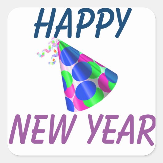Happy New Year Square Stickers (Vorderseite)