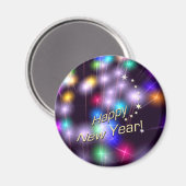 Happy New Year Star Lights Magnet (Vorderseite/Rückseite)