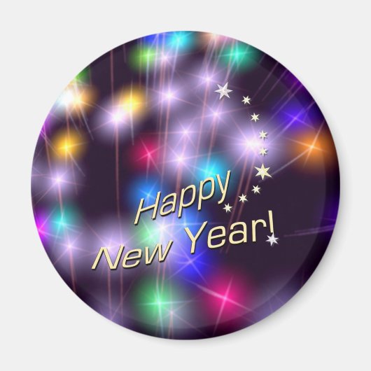 Happy New Year Star Lights Magnet (Vorne)