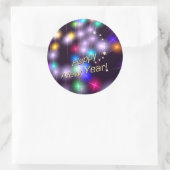 Happy New Year Star Lights Runder Aufkleber (Tasche)