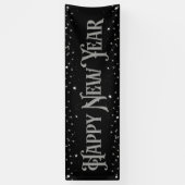 Happy New Year Stars Silver und Black Banner (Vertikal)